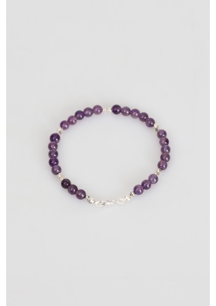 Sertifikalı Ametist Doğal Taş Gümüş Kapama Tasarım Bileklik fırsatları