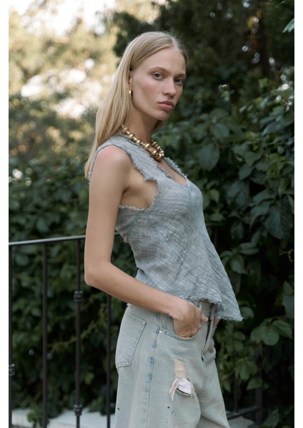 Veilinas Asimetrik Füme Keten Crop modelleri
