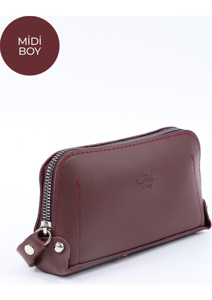 Bordo SHK222 Suni Deri, Fermuarlı ,4 Bölmeli ,askılı Telefon Cüzdanı ve El Çantası fiyatları
