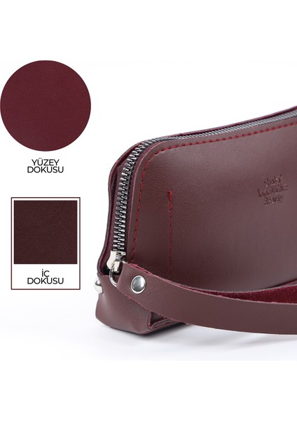 Bordo SHK222 Suni Deri, Fermuarlı ,4 Bölmeli ,askılı Telefon Cüzdanı ve El Çantası indirimleri
