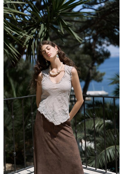 Veilinas Asimetrik Vizon Keten Crop