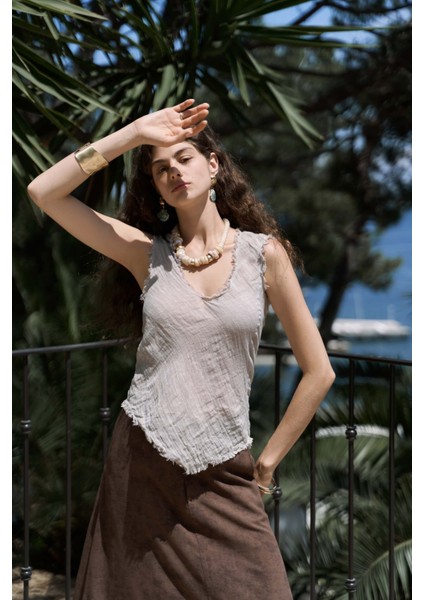 Veilinas Asimetrik Vizon Keten Crop indirimleri