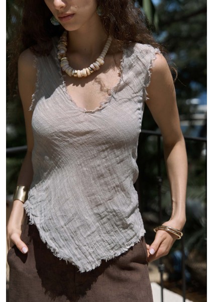 Veilinas Asimetrik Vizon Keten Crop