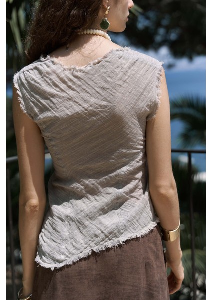Veilinas Asimetrik Vizon Keten Crop