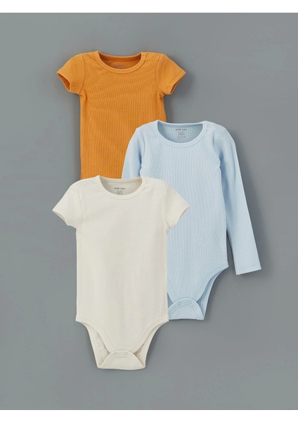 Lcw Baby Turuncu Bisiklet Yaka Erkek Bebek Çıtçıtlı Bodysuit 3'lü