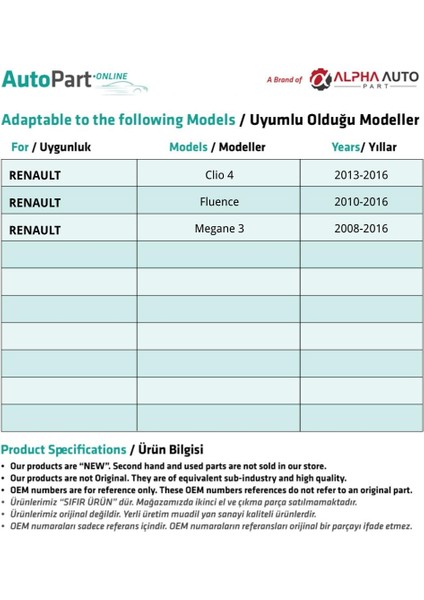 Renault Clio 4, Fluence, Megane 3 Için Su Fıskiye Depo Kapağı fiyatları