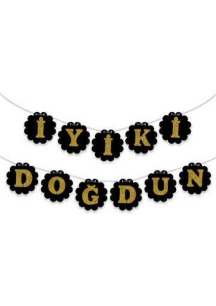 Iyiki Doğdun Gold Köpük Yazı (Ipli)