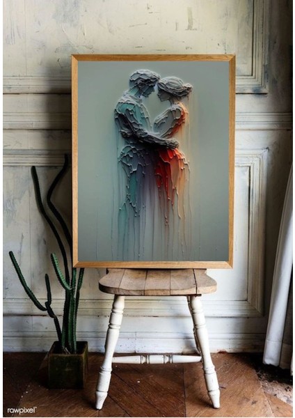 Sarılan Sevgili Kanvas Duvar Dekarasyon Duvar Süsü Canvas Tablo