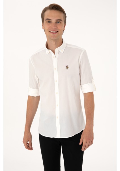 Erkek Krem Gömlek Desenli 50300223-VR071