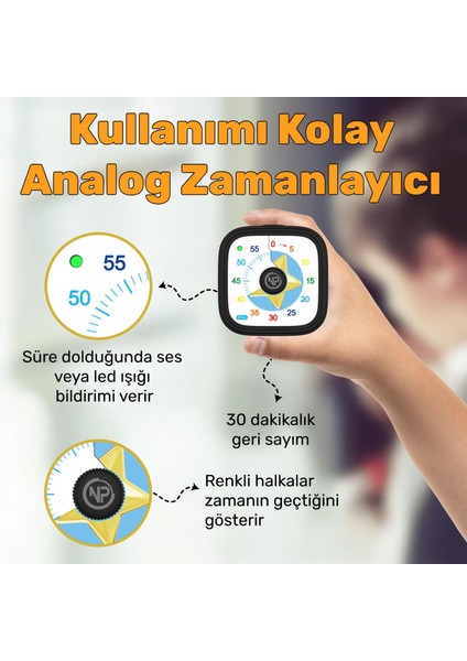 NPT31ST Mutfak,ders,yemek Için 60DK Analog Alarm Zamanlayıcı,pomodoro Öğrenci Motivasyon Saati fiyatları