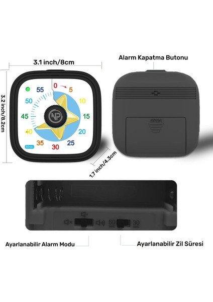 NPT31ST Mutfak,ders,yemek Için 60DK Analog Alarm Zamanlayıcı,pomodoro Öğrenci Motivasyon Saati modelleri