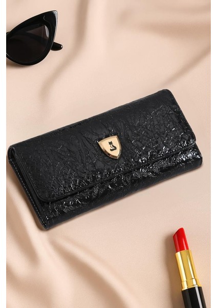 Patara Hakiki Deri Gold Detaylı Kadın Kartlık ve Cüzdan