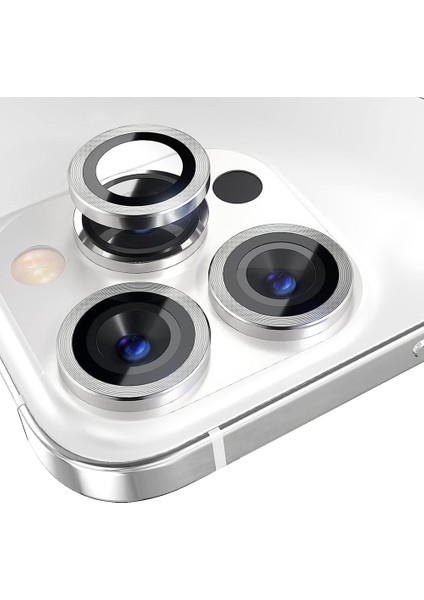 iPhone 13 Pro / 13 Pro Max Kamera Lens Koruyucu ''Safir Cam & Kolay Kurulum'' (Gümüş) modelleri