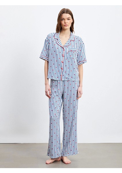 Lcw Dream Indigo Gömlek Yaka Desenli Kadın Pijama Takımı fiyatları
