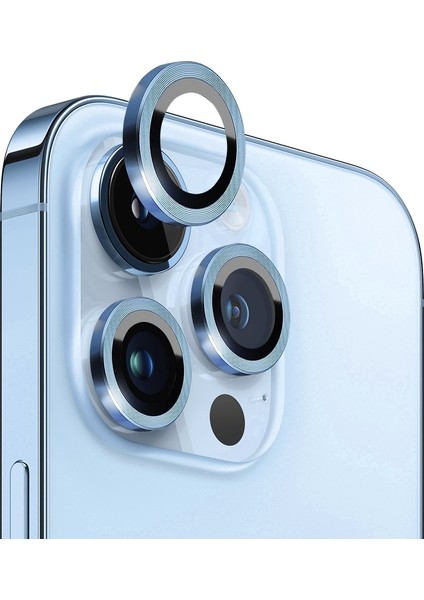 iPhone 13 Pro / 13 Pro Max Kamera Lens Koruyucu ''Safir Cam & Kolay Kurulum'' (Mavi)