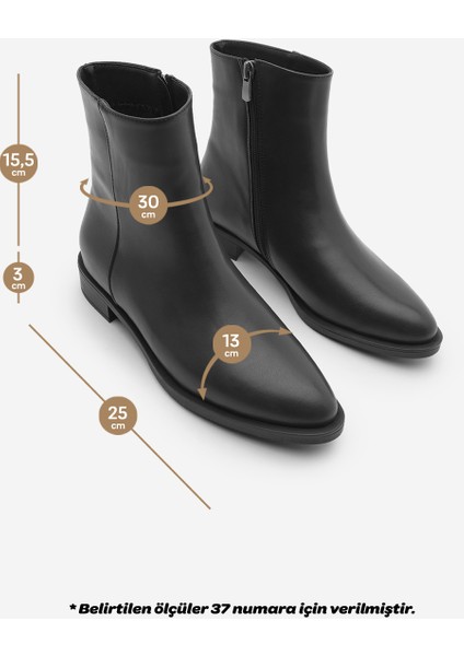 Kadın Fermuarlı Günlük Bot Longa Siyah