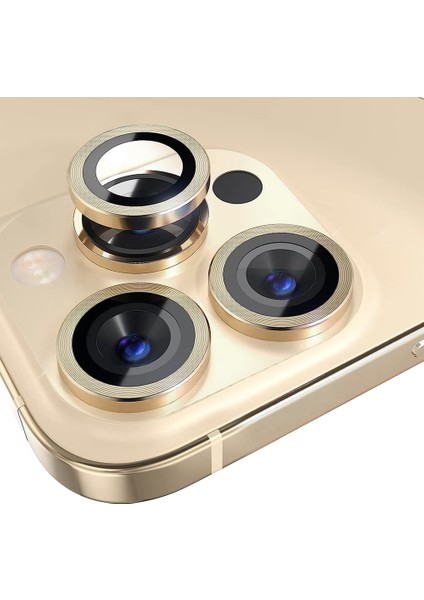 iPhone 13 Pro / 13 Pro Max Kamera Lens Koruyucu ''Safir Cam & Kolay Kurulum'' (Altın) modelleri