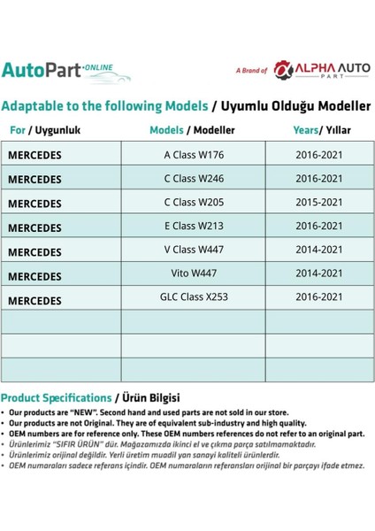 Mercedes GLC Class X253 için 2 Adet Ön Cam Silecek Kapağı fiyatları
