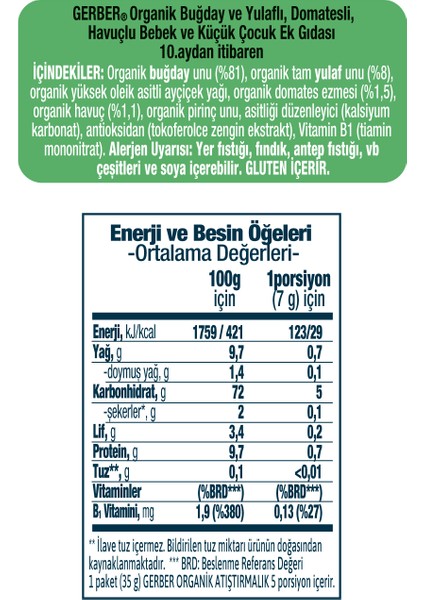 Organik Buğday ve Yulaflı Bebek Atıştırmalığı 35G x 10 Adet indirimleri