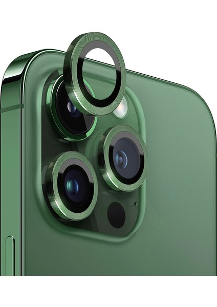 iPhone 13 Pro / 13 Pro Max Kamera Lens Koruyucu ''Safir Cam & Kolay Kurulum'' (Yeşil)