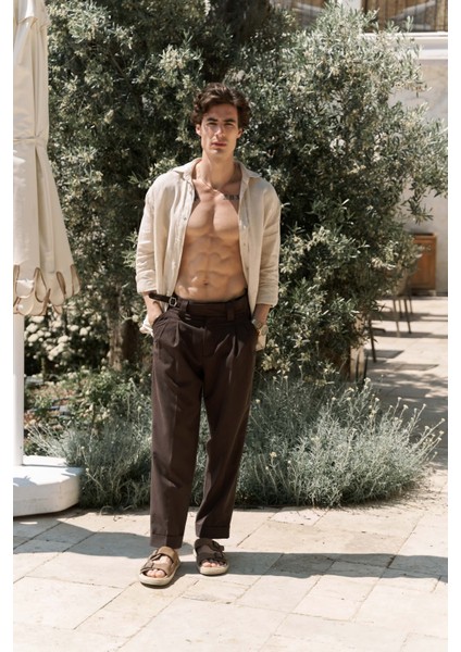 Enrico Kemer Detay Kahve Erkek Pantolon