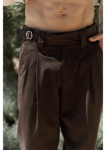 Enrico Kemer Detay Kahve Erkek Pantolon