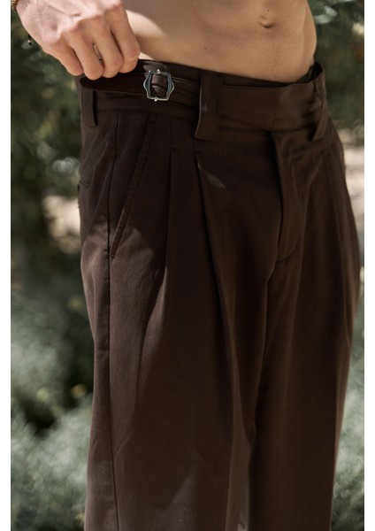 Enrico Kemer Detay Kahve Erkek Pantolon