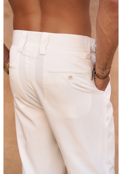 Enrico Kemer Detay Ekru Erkek Pantolon