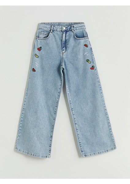 Lcw Kids Mavi Wideleg Kız Çocuk Jean Pantolon