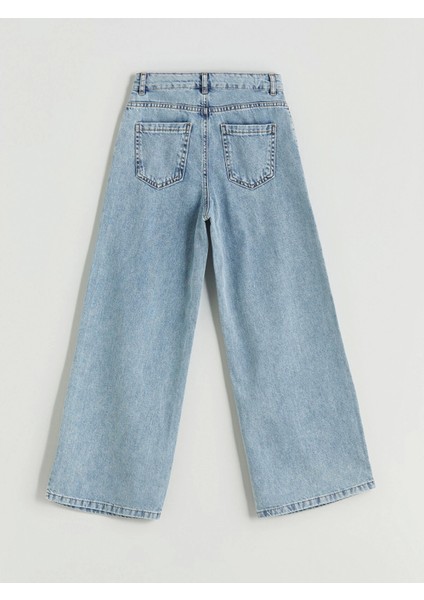 Lcw Kids Mavi Wideleg Kız Çocuk Jean Pantolon modelleri