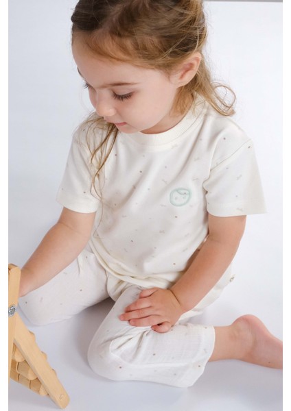 Organik Pamuk Müslin Ekru Bebek Pantolonu