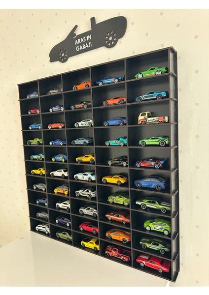 Oyuncak Araba Rafı 50'li Siyahh (Hot Wheels ve Matcbox Arabaları Için Uygundur.) modelleri