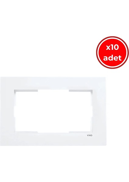 Karre Ikili Priz Çerçeve, 10 Adet, Yatay, Beyaz, Dayanıklı,modern