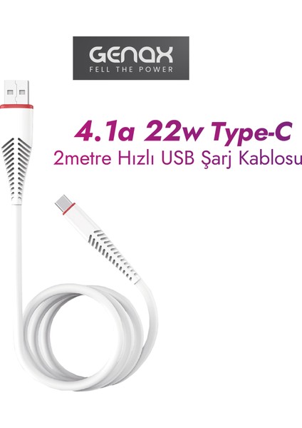 2 Metre USB Type-C Şarj Kablosu – Uzun Ömürlü