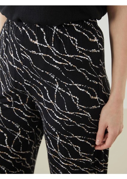 Lcw Grace Siyah Beli Lastikli Çiçekli Kadın Kapri modelleri