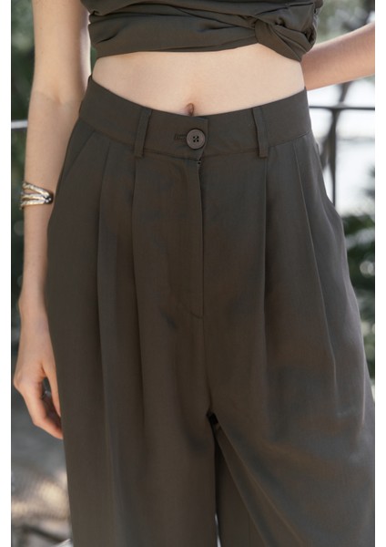 Mila Kahve Bluz Pantolon Takım