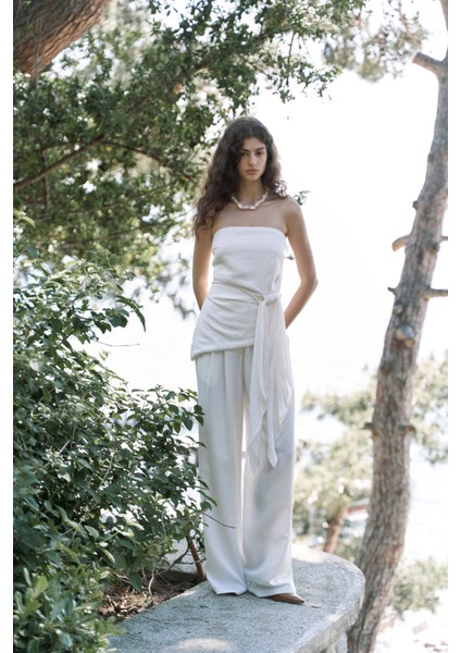 Mila Beyaz Bluz Pantolon Takım