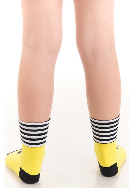 Arı Kız Çocuk Sarı Siyah Soket Çorap 2'li Takım