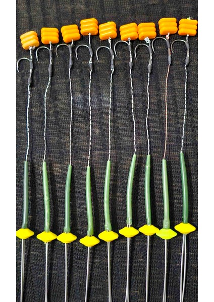 15 Takım(Üçlü Mısır Truncu) Renkler Sazan Yemleme (Tekne ve Botu)(Rig ve Boli) Yüzen Model 15 Adet