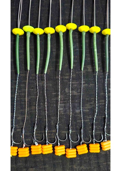 15 Takım(Üçlü Mısır Truncu) Renkler Sazan Yemleme (Tekne ve Botu)(Rig ve Boli) Yüzen Model 15 Adet modelleri