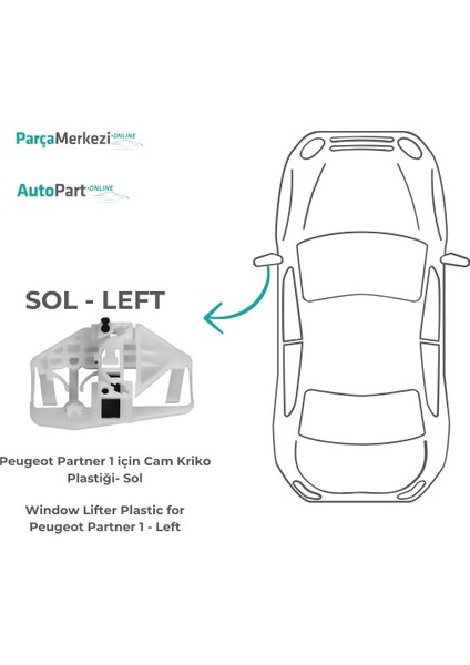 Peugeot Partner 1 için Sol Cam Kriko Plastiği