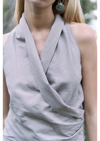 Struana Kruvaze Gri Crop Pantolon Takım