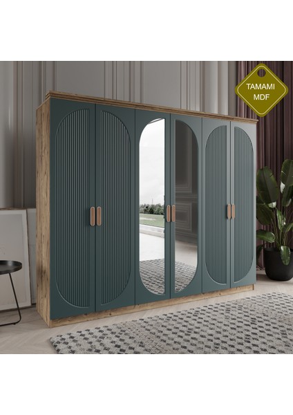 Soho 6 Kapaklı Bazalı Gardırop Tamamı Mdf