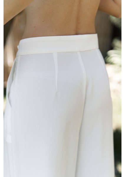 Shonas Bağcık Detay Ekru Yelek Pantolon Takım