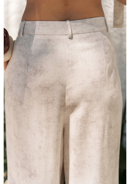 Bhioctoria Bej Straplez Crop Pantolon Takım