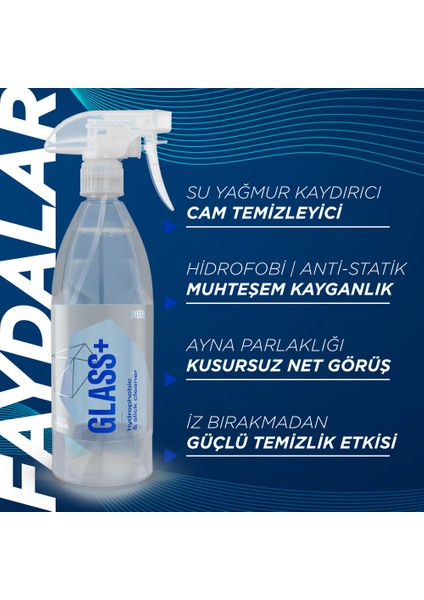 Q²m Glass+ Plus Araç Cam Yağmur Kaydırıcı Su Itici ve Temizleyici - 500 ml -Hidrofobik Parlak fiyatları