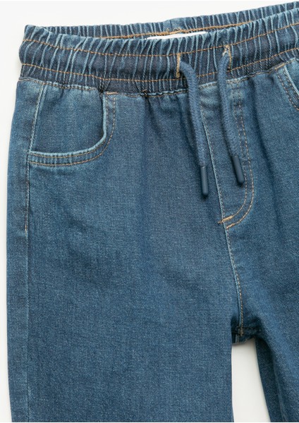 Pamuklu Beli Bağcıklı Jogger Denim Pantolon modelleri