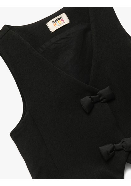 V Yaka Kolsuz Viskon Karışımlı Fiyonk Detaylı Yelek modelleri