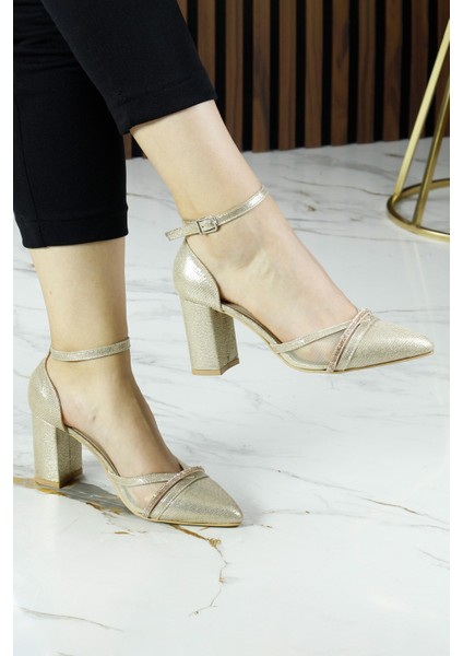 Molly Dore Taşlı Fileli Kalın Topuklu Abiye Ayakkabı