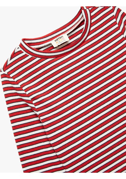 Uzun Kollu Bisiklet Yaka Ribanalı Çizgili Tişört modelleri